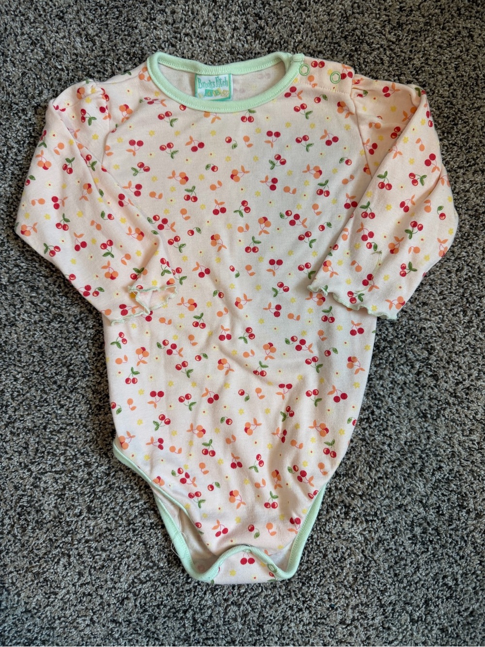 Vintage Baby OnesieBrooks Fitch Cherry Print Long Sleeve Bodysuit 24M